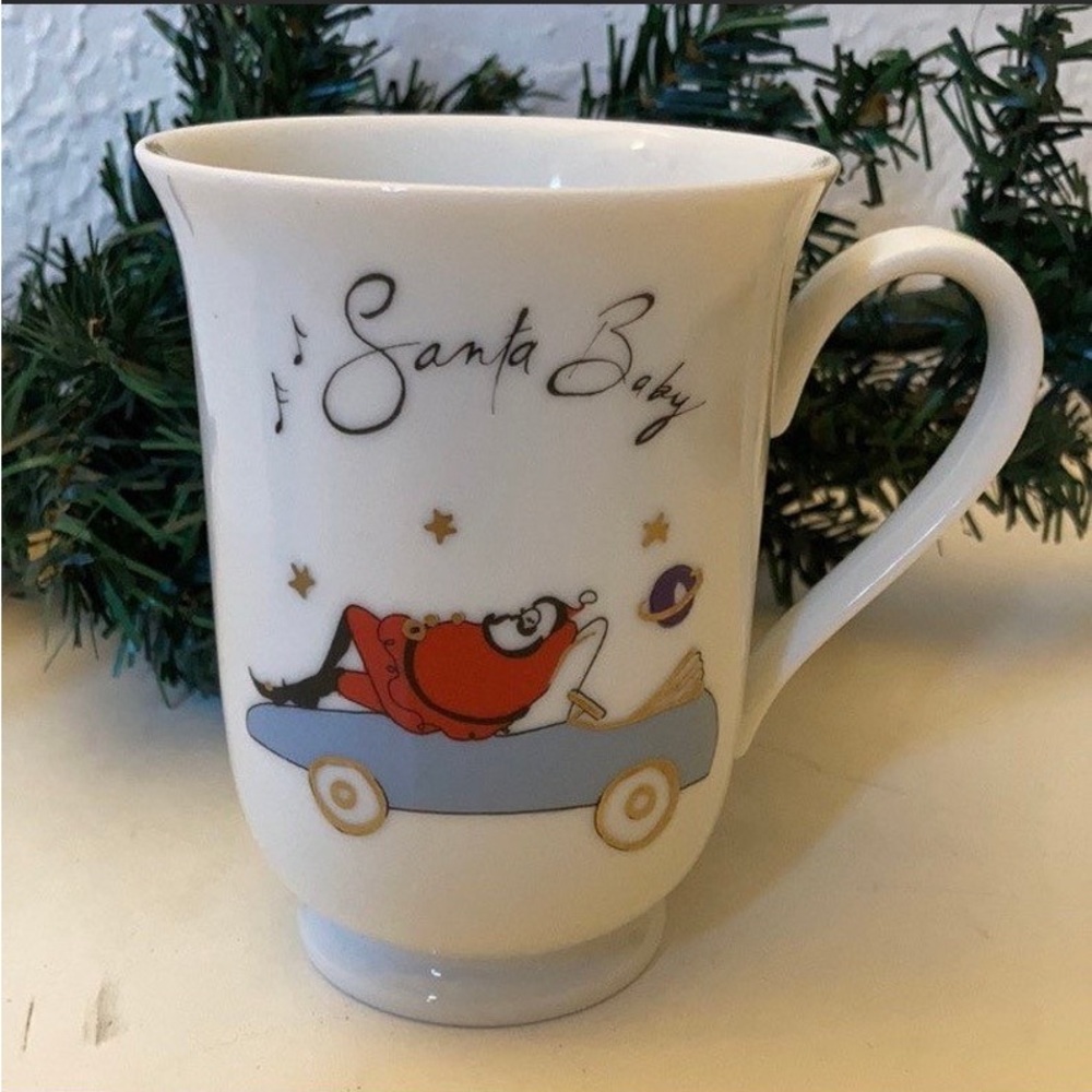 (1) SANTA BABY CHRISTMAS Holiday Coffee Mug Tea Cup Pottery Barn Sleeping Car